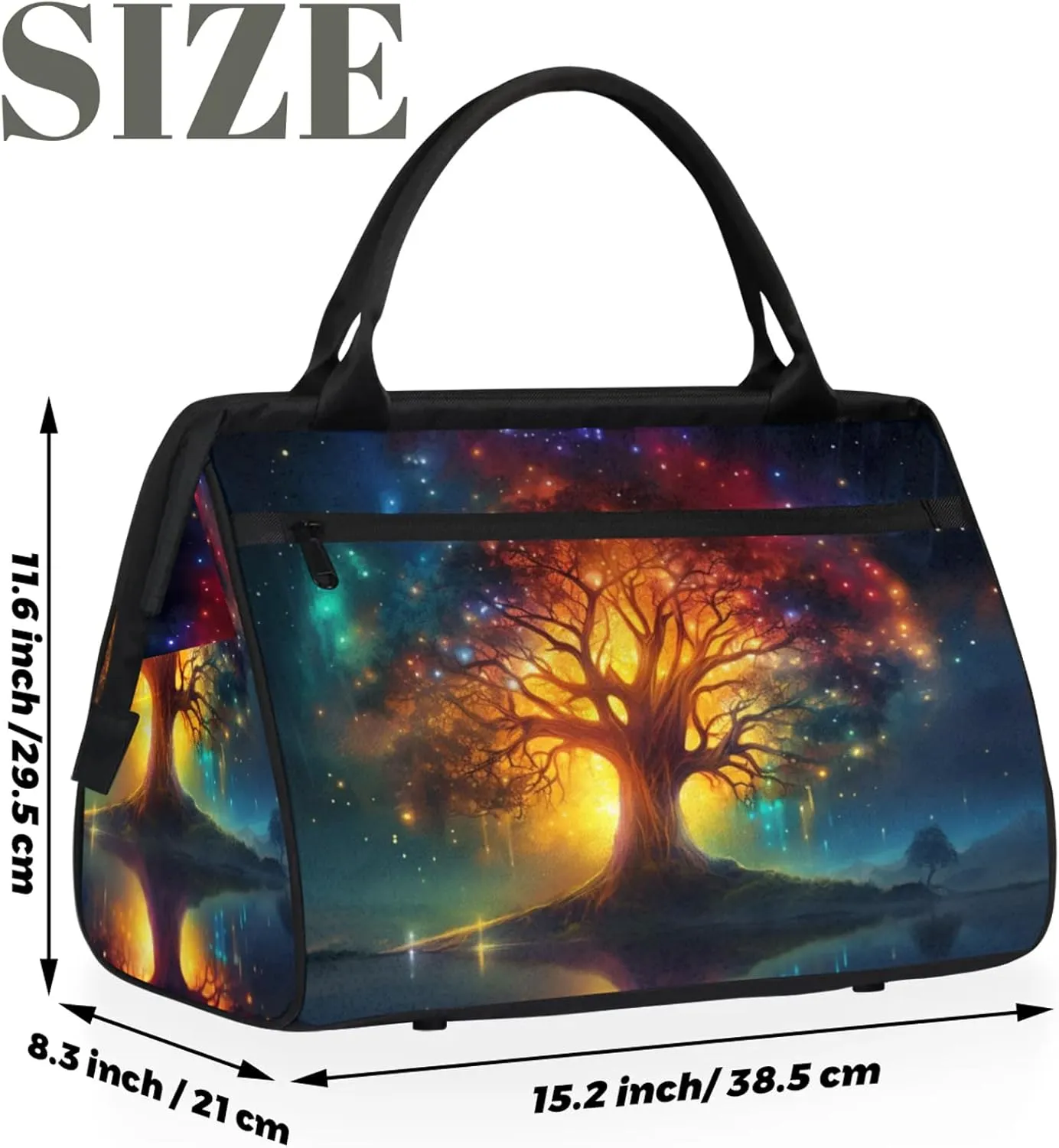 Tree Of Life Colorful Travel Duffel Bag Gym Tote Bag for Women Men Waterproof Weekend Overnight Bag Carry On Tote Luggage with Pocket Personal Item Bags Sports Bag fit Travel Sports Gym Yoga