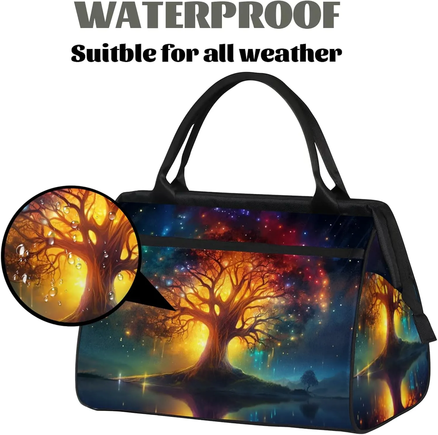 Tree Of Life Colorful Travel Duffel Bag Gym Tote Bag for Women Men Waterproof Weekend Overnight Bag Carry On Tote Luggage with Pocket Personal Item Bags Sports Bag fit Travel Sports Gym Yoga