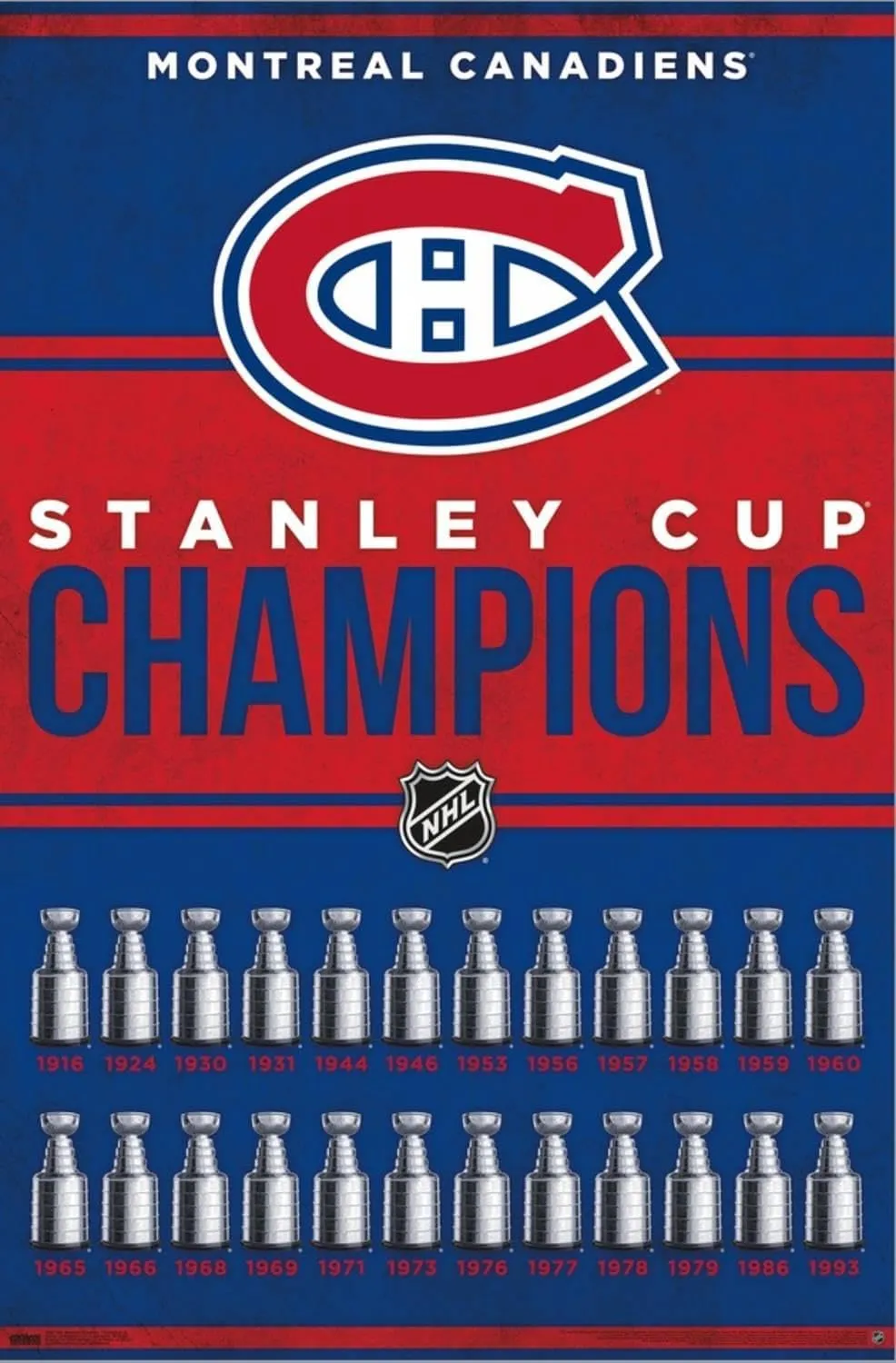 Trends International NHL Montreal Canadiens - Champions 23 Wall Poster, 22.37" x 34.00", Stretched Canvas