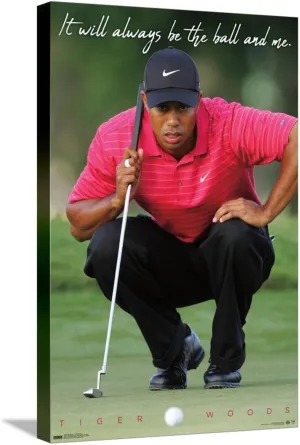 Trends International Tiger Woods - The Ball & Me Wall Poster, 14.72" x 22.37", Stretched Canvas