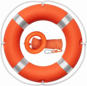 Tresbro 23"/28" Boat Safety Throw Ring with Water Floating Lifesaving Rope 50FT Set, Professional Life Ring and Reflective Strip