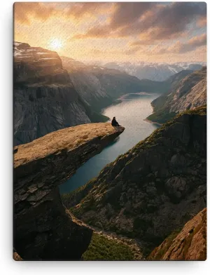 Trolltunga Norway Canvas Wall Art Mountain Landscape Scenic Photography Home Decor - 12x16 inches
