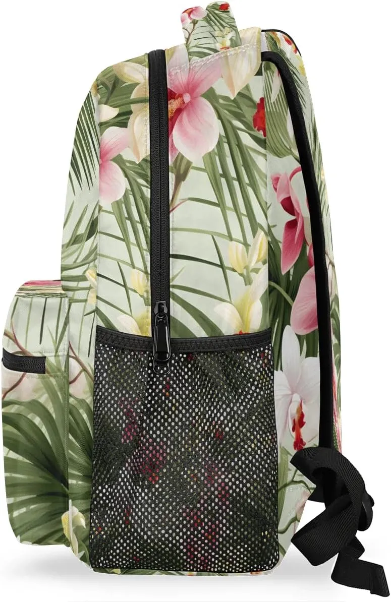 Tropical Palm Tree Leaf Flower Lightweight Backpack for Women Men Laptop Travel Backpack Casual Daypack Multi-Purpose Backpacks Waterproof Large Backpack Bag