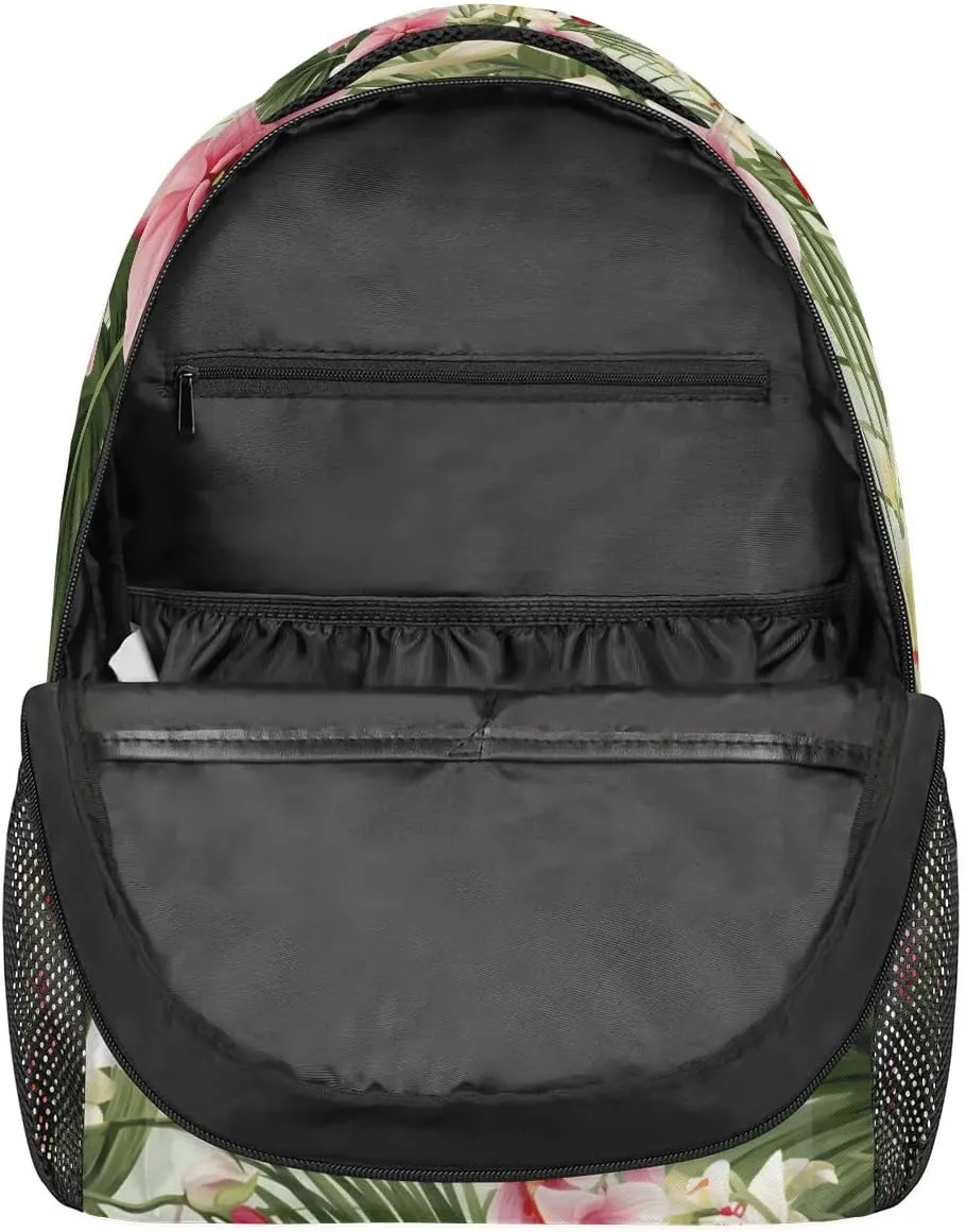 Tropical Palm Tree Leaf Flower Lightweight Backpack for Women Men Laptop Travel Backpack Casual Daypack Multi-Purpose Backpacks Waterproof Large Backpack Bag