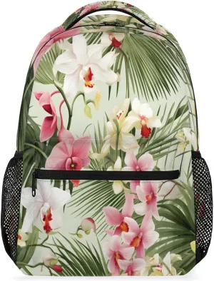 Tropical Palm Tree Leaf Flower Lightweight Backpack for Women Men Laptop Travel Backpack Casual Daypack Multi-Purpose Backpacks Waterproof Large Backpack Bag