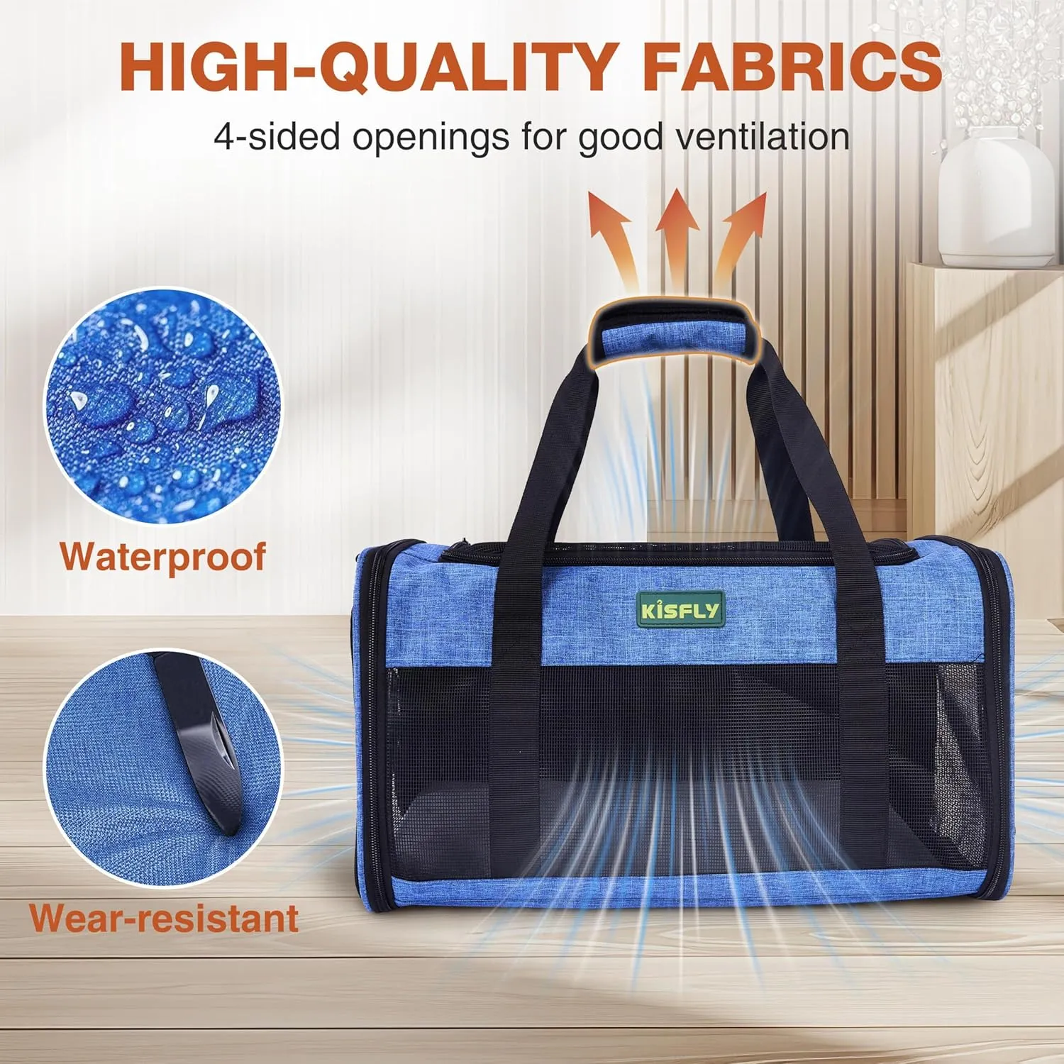 TSA Approved Pet Carrier in Cabin 17 x 11 x 9.5 inches, Small Dog Airline Approved Carrier Up to 16 Lbs, Cat Carrier Soft, Bunny Cat Puppy Travel Carrier, Airline Pet Carrier Under Seat, Blue