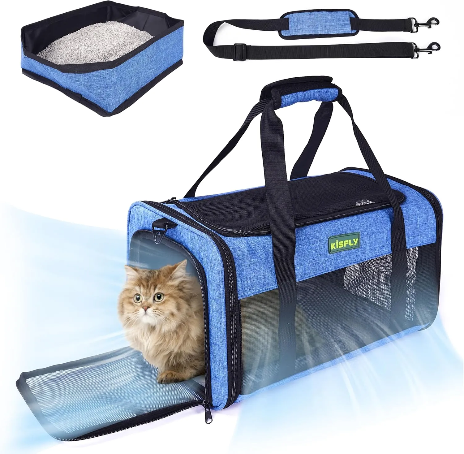 TSA Approved Pet Carrier in Cabin 17 x 11 x 9.5 inches, Small Dog Airline Approved Carrier Up to 16 Lbs, Cat Carrier Soft, Bunny Cat Puppy Travel Carrier, Airline Pet Carrier Under Seat, Blue