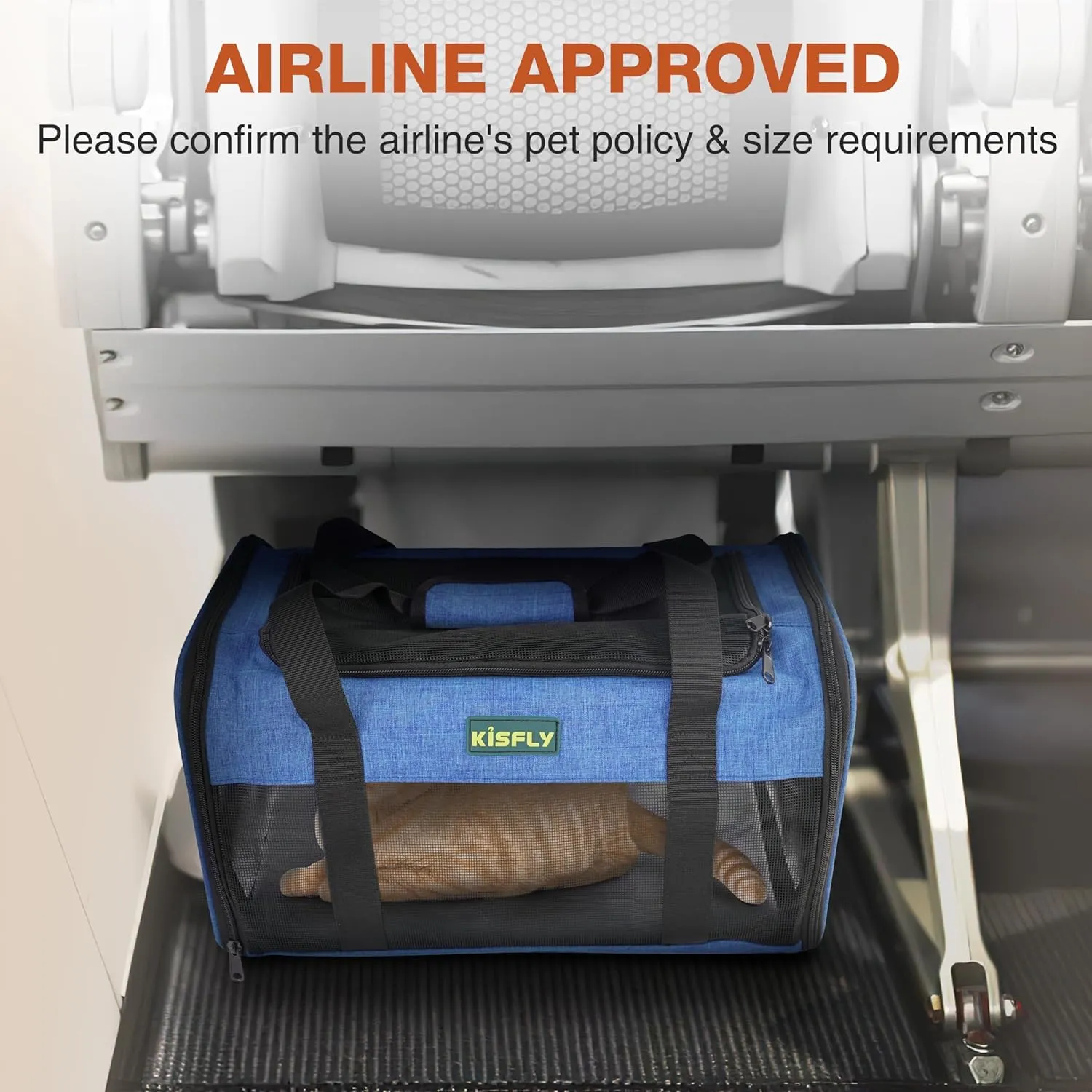 TSA Approved Pet Carrier in Cabin 17 x 11 x 9.5 inches, Small Dog Airline Approved Carrier Up to 16 Lbs, Cat Carrier Soft, Bunny Cat Puppy Travel Carrier, Airline Pet Carrier Under Seat, Blue