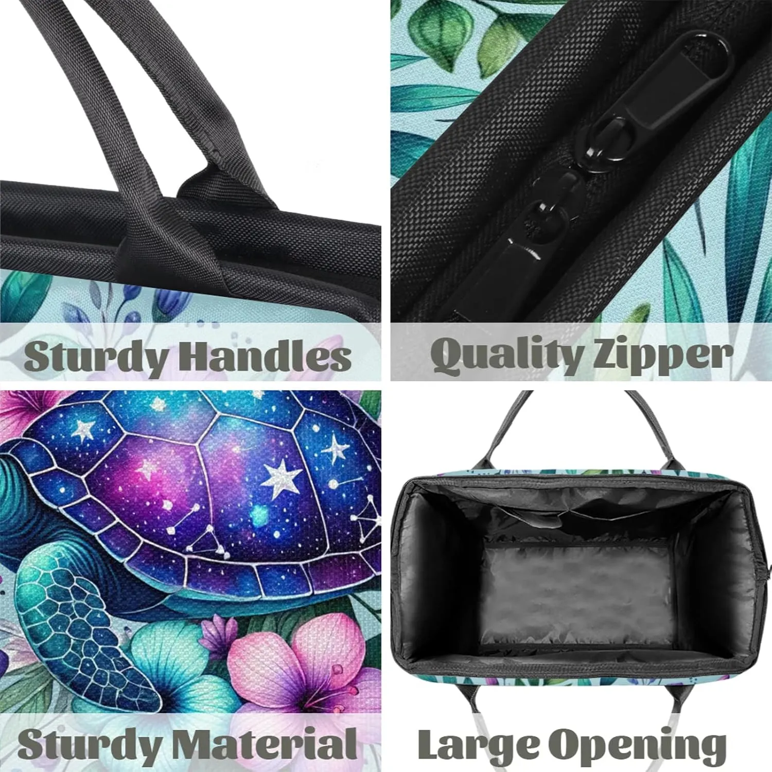 Turtle Flower Leaf Summer Travel Duffel Bag Gym Tote Bag for Women Men Waterproof Weekend Overnight Bag Carry On Tote Luggage with Pocket Personal Item Bags Sports Bag fit Travel Sports Gym Yoga