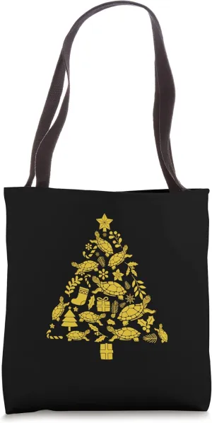 Turtle Lover Ugly Matching Family Christmas Tree Shape Tote Bag