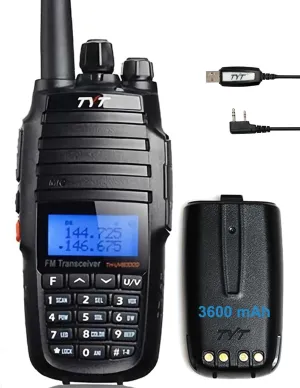 TYT UV8000D Dual Band Ham Radio Handheld 10W Long Range Radio Cross-Band Repeater Radio, 3600mAh Battery Rechargeable Two Way Radio with Charging Cradle, VOX for Camping Hiking Outdoor Support Chirp