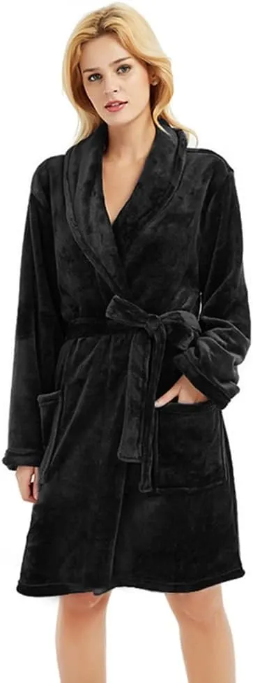 U2SKIIN Women Fleece Robe, Short Cozy Plush Robes for Womens Soft Shawl Collar Warm Spa Bathrobe