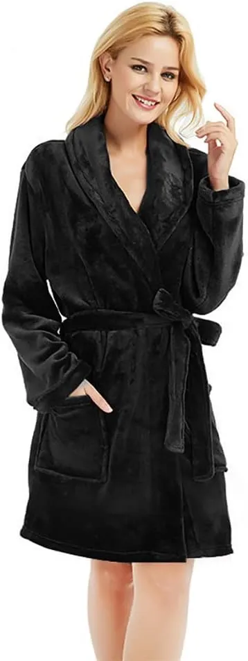 U2SKIIN Women Fleece Robe, Short Cozy Plush Robes for Womens Soft Shawl Collar Warm Spa Bathrobe