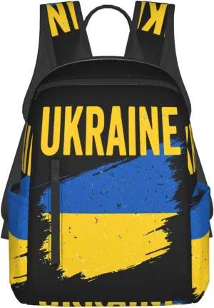 Ukraine Ukrainian Flag Travel Backpacks Casual Laptop Backpack Sport Rucksack Large Capacity Daypack Multi-Pockets Adjustable Strap Bag for Working Hiking