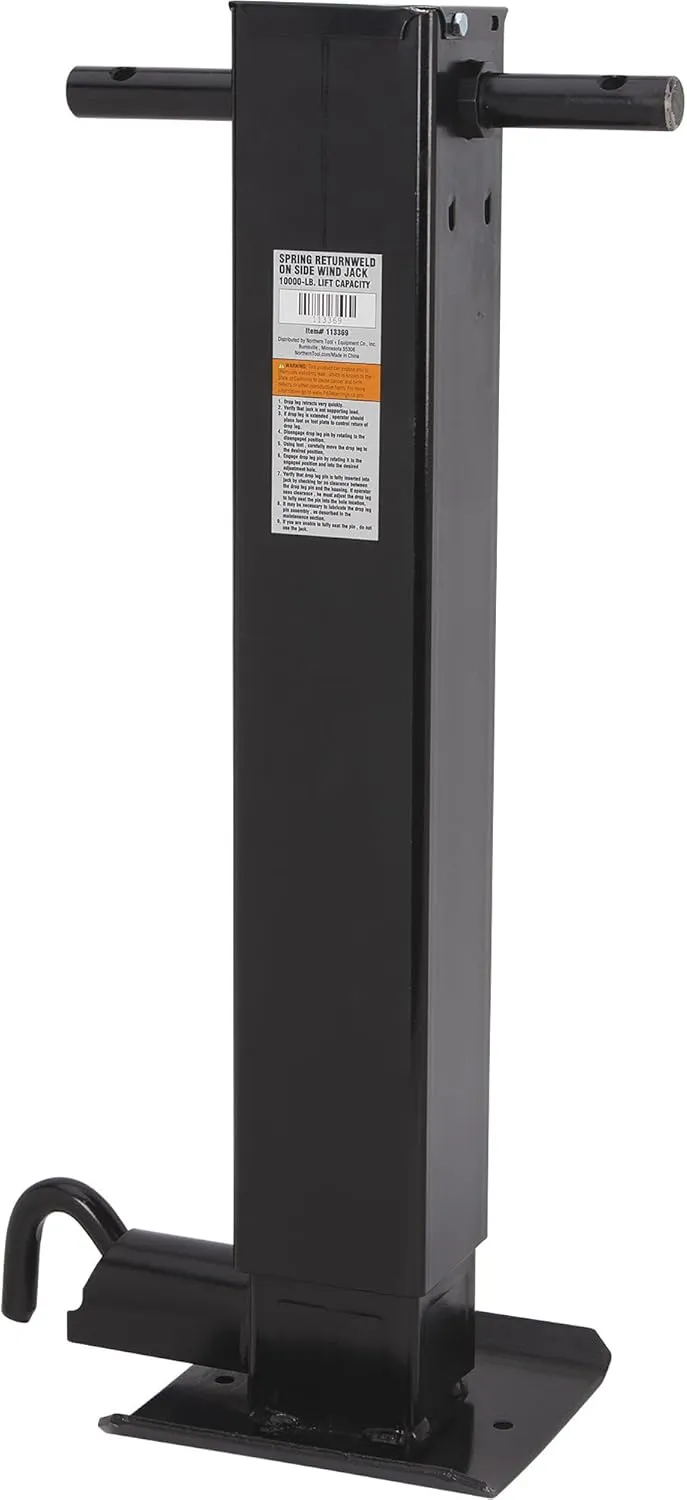 Ultra-Tow Spring-Return Trailer Sidewind Jack, Weld-On, 54in. Extended Length, 10,000-Lb. Lift Capacity