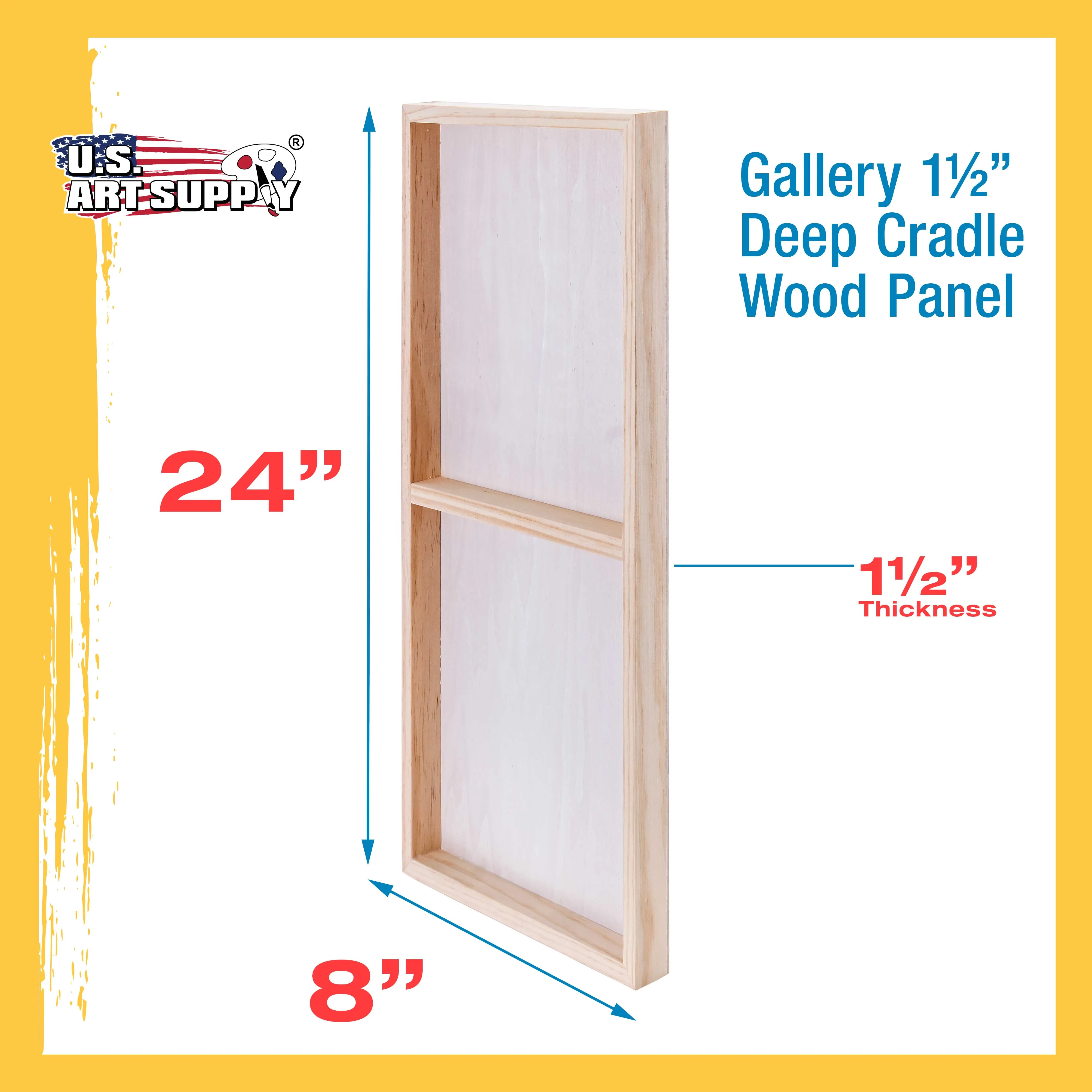 Unfinished Birch Wood Canvas Panels for Painting, 2 Pack of 8x24 inch - Artist Gallery 1-1/2" Deep, Wooden Wall - Mixed-Media Craft, Acrylic, Oil, Encaustic, Paint Pouring