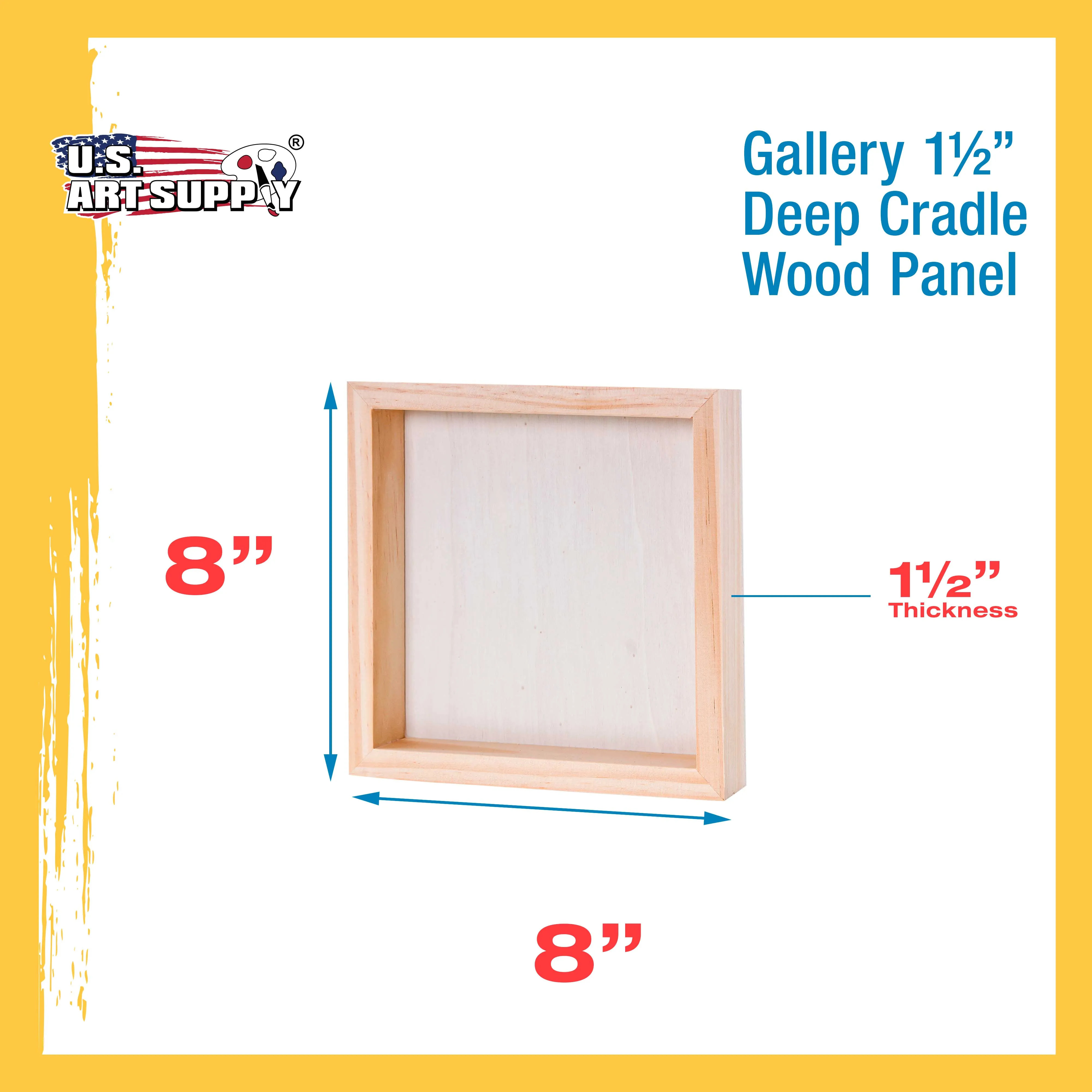 Unfinished Birch Wood Canvas Panels for Painting, 4 Pack of 8x8 inch - Artist Gallery 1-1/2" Deep, Square Wooden Wall - Mixed-Media Craft, Acrylic, Oil, Encaustic, Paint Pouring