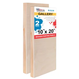 Unfinished Cradled Wood Panels for Painting, 2 Pack of 10x20 inch - Gallery Birch Wooden Canvas Boards 1-1/2" Deep - Mixed-Media Craft, Acrylic, Oil, Encaustic, Paint Pouring