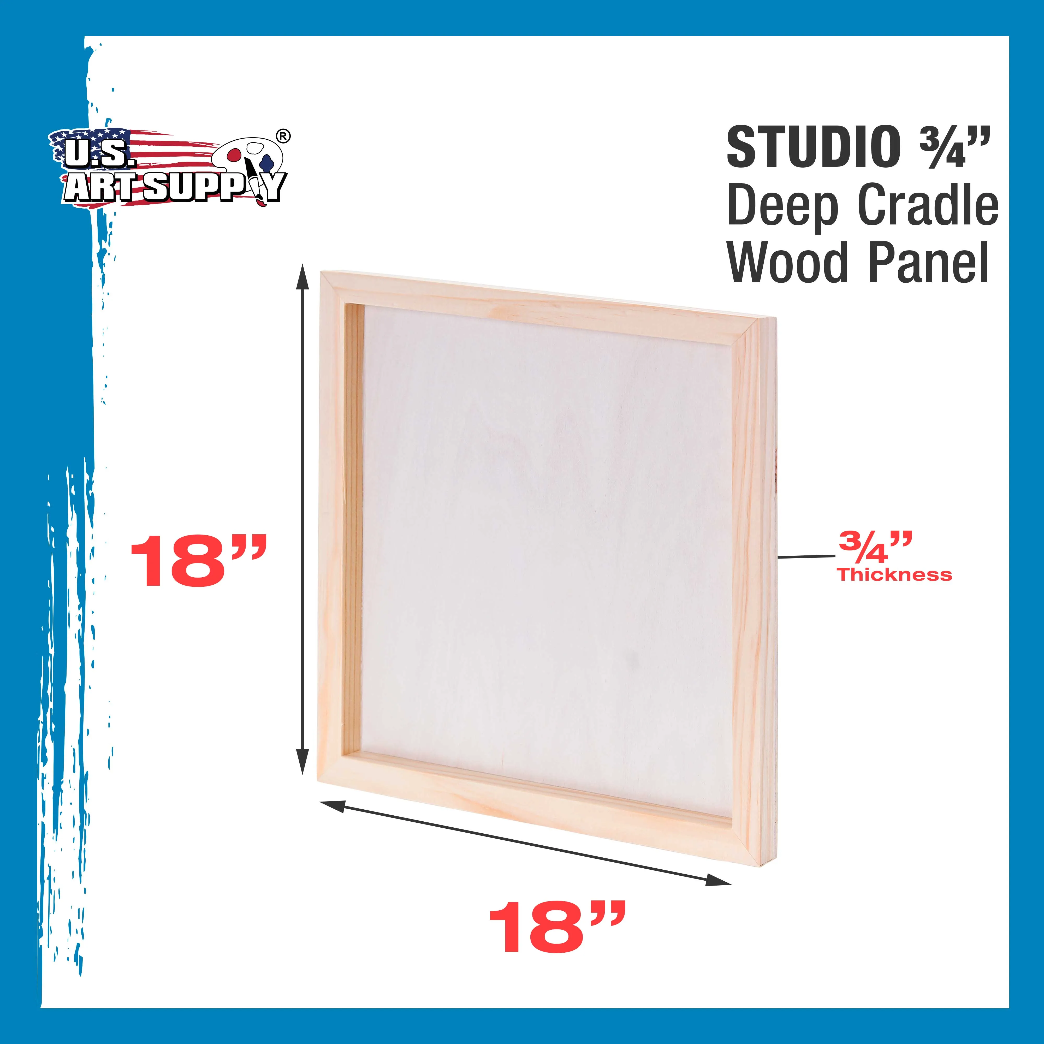 Unfinished Cradled Wood Panels for Painting, 2 Pack of 18x18 inch - Studio Birch Wooden Canvas Boards 3/4" Deep - Mixed-Media Craft, Acrylic, Oil, Encaustic, Paint Pouring Panel Board