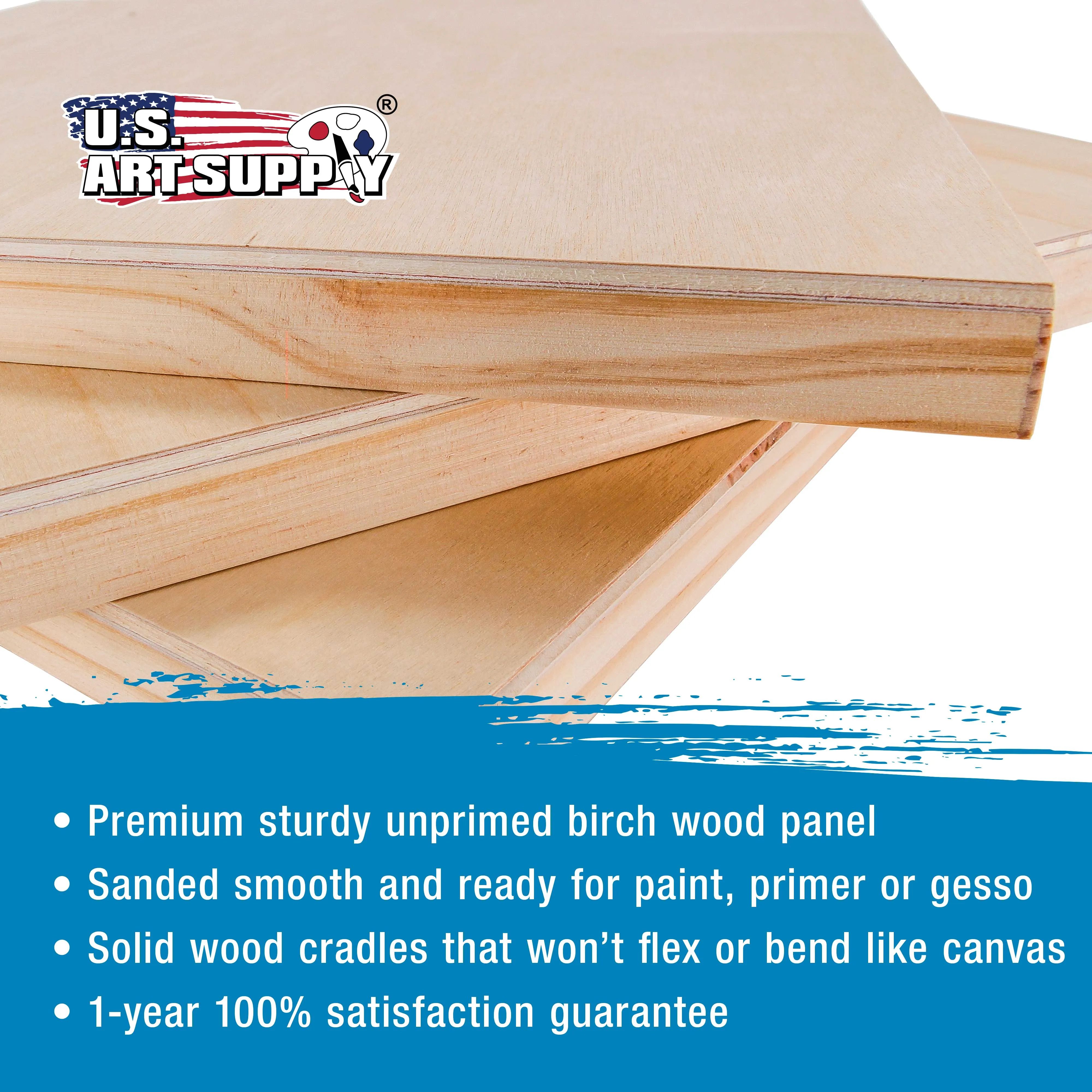 Unfinished Cradled Wood Panels for Painting, 2 Pack of 18x18 inch - Studio Birch Wooden Canvas Boards 3/4" Deep - Mixed-Media Craft, Acrylic, Oil, Encaustic, Paint Pouring Panel Board