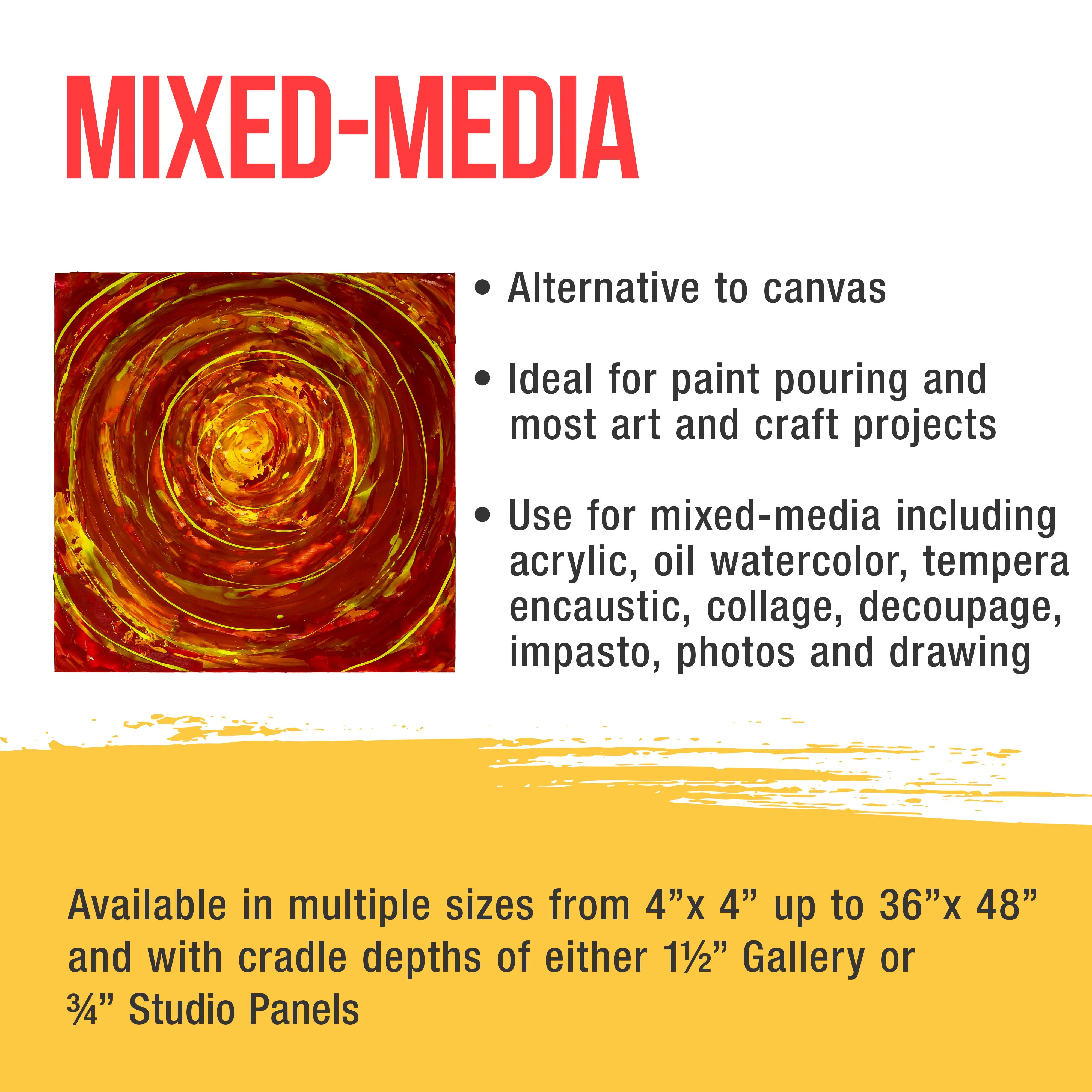 Unfinished Cradled Wood Panels for Painting, 2 Pack of 18x18 inch - Studio Birch Wooden Canvas Boards 3/4" Deep - Mixed-Media Craft, Acrylic, Oil, Encaustic, Paint Pouring Panel Board