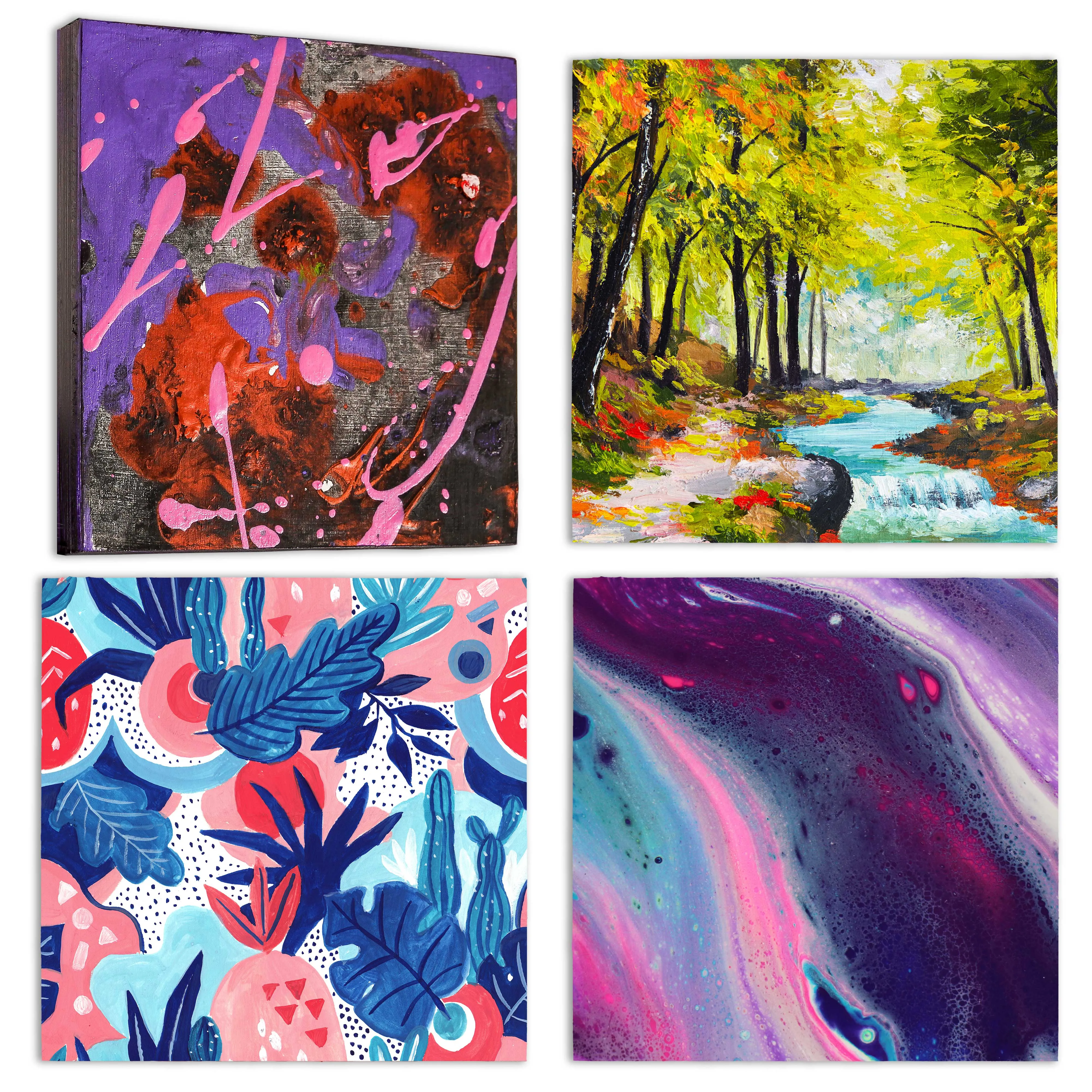 Unfinished Cradled Wood Panels for Painting, 2 Pack of 18x18 inch - Studio Birch Wooden Canvas Boards 3/4" Deep - Mixed-Media Craft, Acrylic, Oil, Encaustic, Paint Pouring Panel Board
