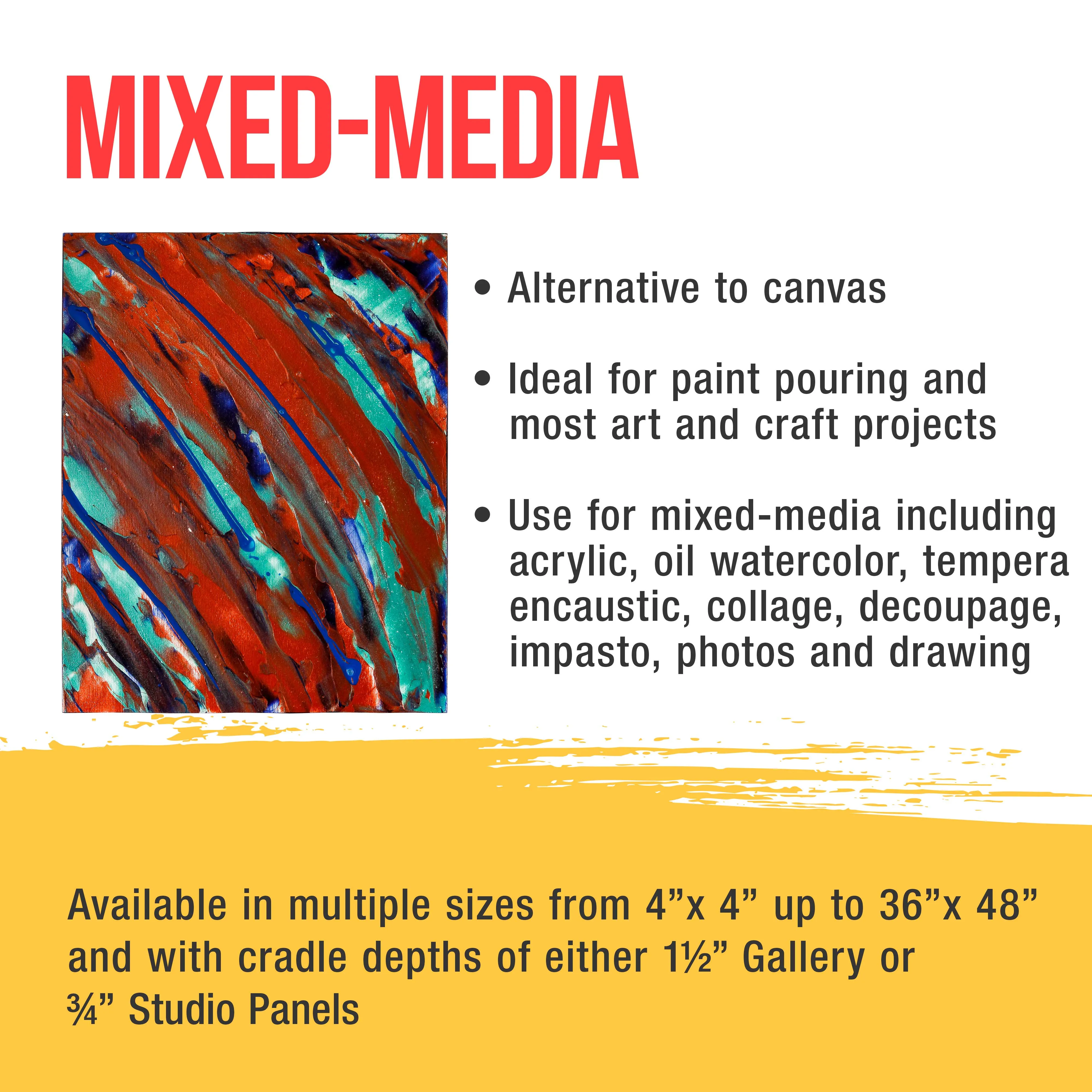 Unfinished Cradled Wood Panels for Painting, 2 Pack of 18x24 inch - Studio Birch Wooden Canvas Boards 3/4" Deep - Mixed-Media Craft, Acrylic, Oil, Encaustic, Paint Pouring Panel Board