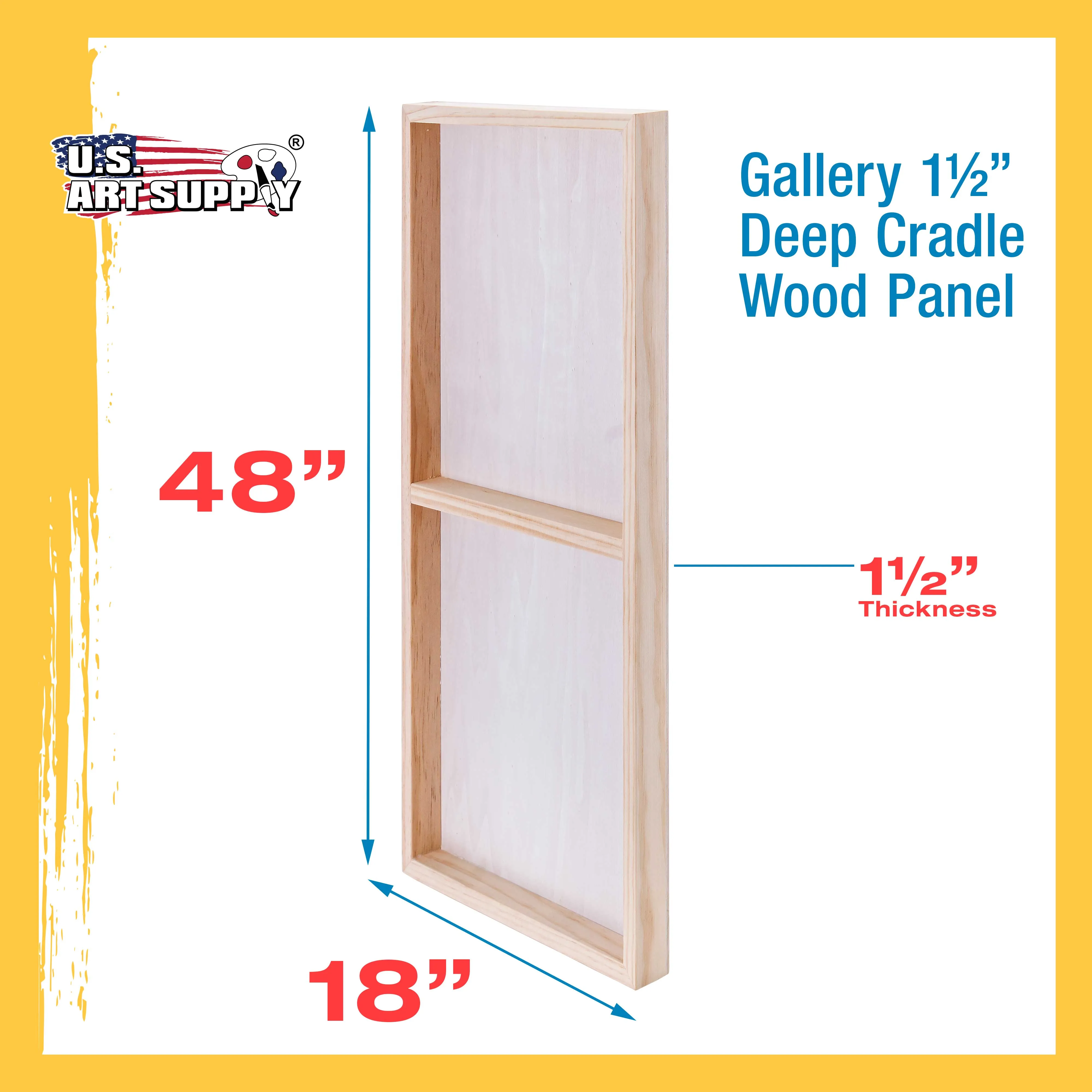 Unfinished Cradled Wood Panels for Painting, 2 Pack of 18x48 inch - Gallery Birch Wooden Canvas Boards 1-1/2" Deep - Mixed-Media Craft, Acrylic, Oil, Encaustic, Paint Pouring