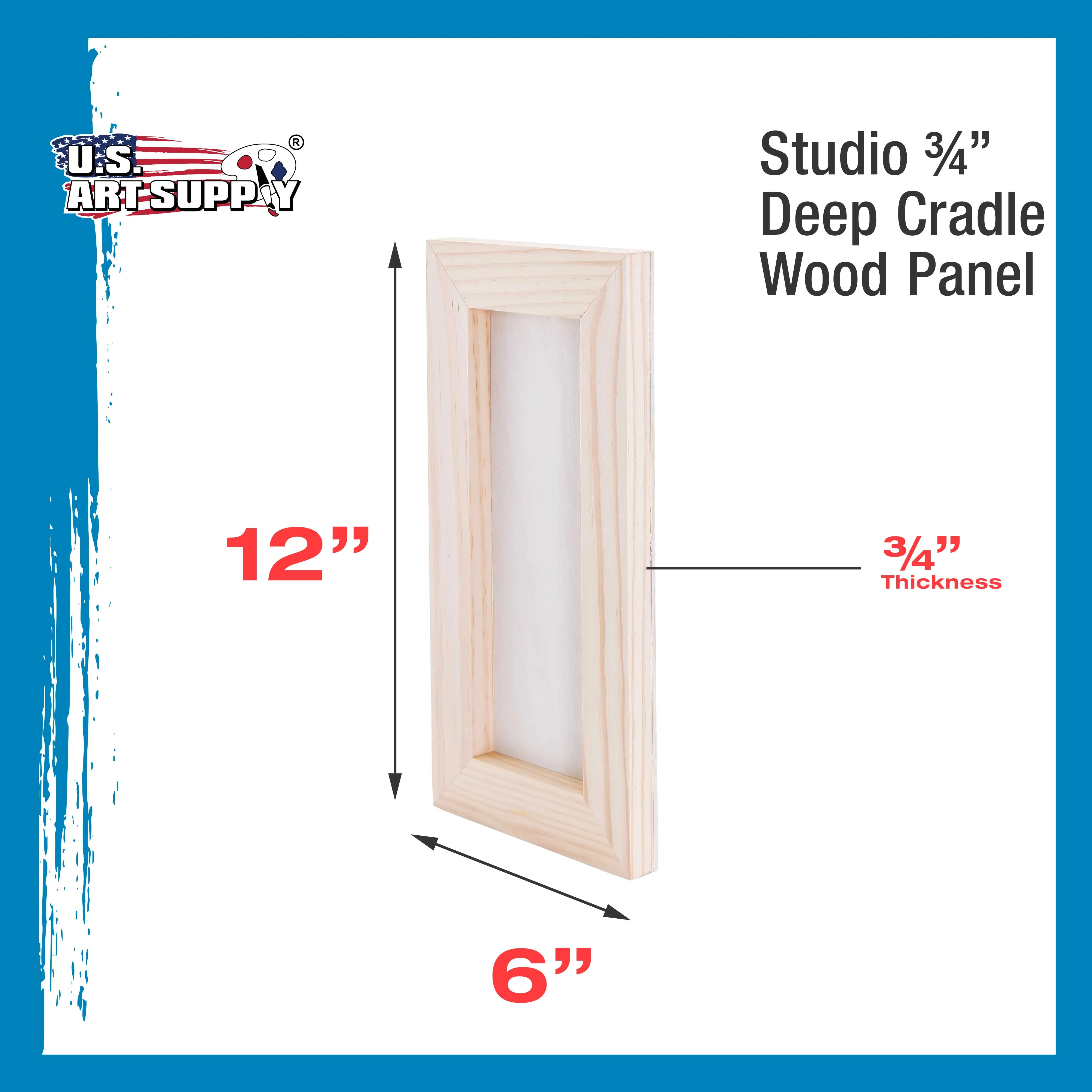 Unfinished Cradled Wood Panels for Painting, 4 Pack of 6x12 inch - Studio Birch Wooden Canvas Boards 3/4" Deep - Mixed-Media Craft, Acrylic, Oil, Encaustic, Paint Pouring Panel Board