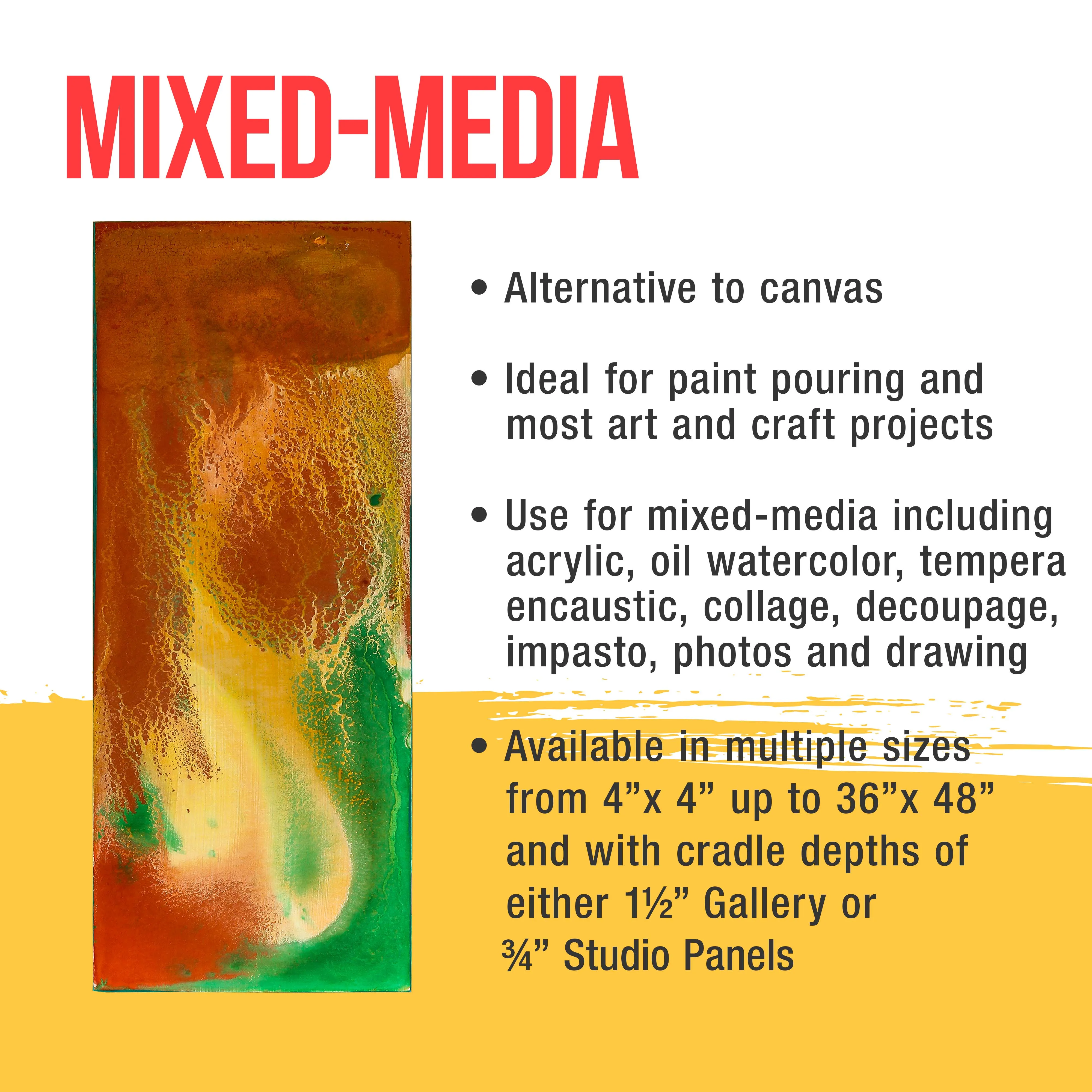 Unfinished Cradled Wood Panels for Painting, 4 Pack of 6x12 inch - Studio Birch Wooden Canvas Boards 3/4" Deep - Mixed-Media Craft, Acrylic, Oil, Encaustic, Paint Pouring Panel Board
