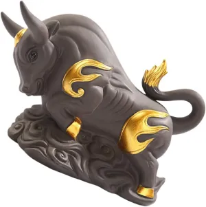 Unique Tea Pet Cattle Adornment Stylish Ox Sculpture Elegant Desk Decor for Photography Every Occasion