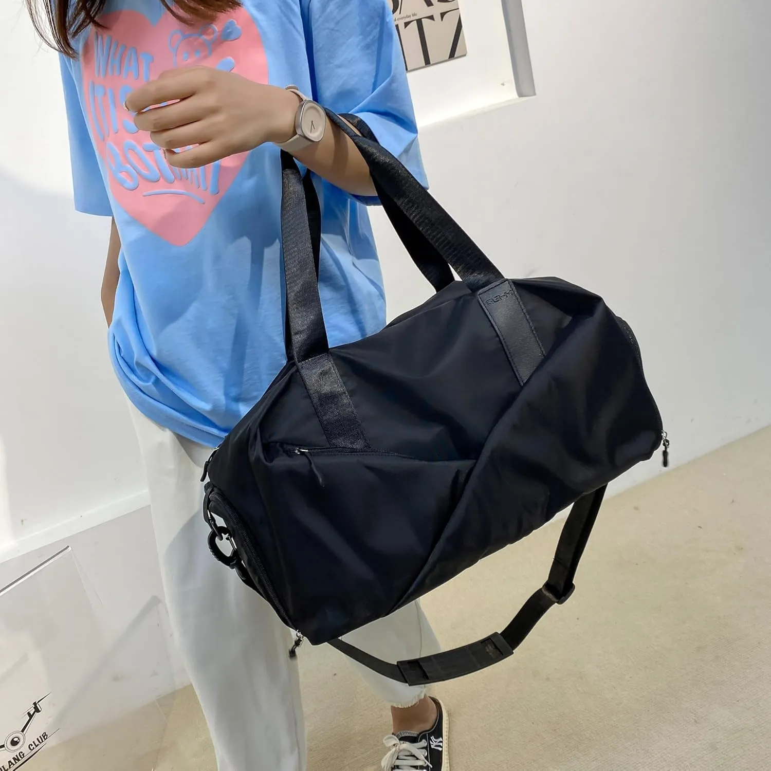 Unisex Large Capacity Gym Duffle Bag Waterproof Wet/Dry Compartment, Yoga Sports Tote for Swimming, Travel & Workout