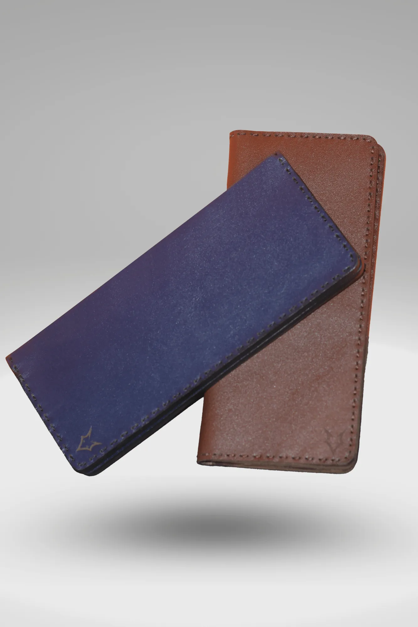 Unisex Soft Genuine Cowhide Leather Wallet In Royal Blue | Bi-fold Hand-Stitched Leather Long Wallet