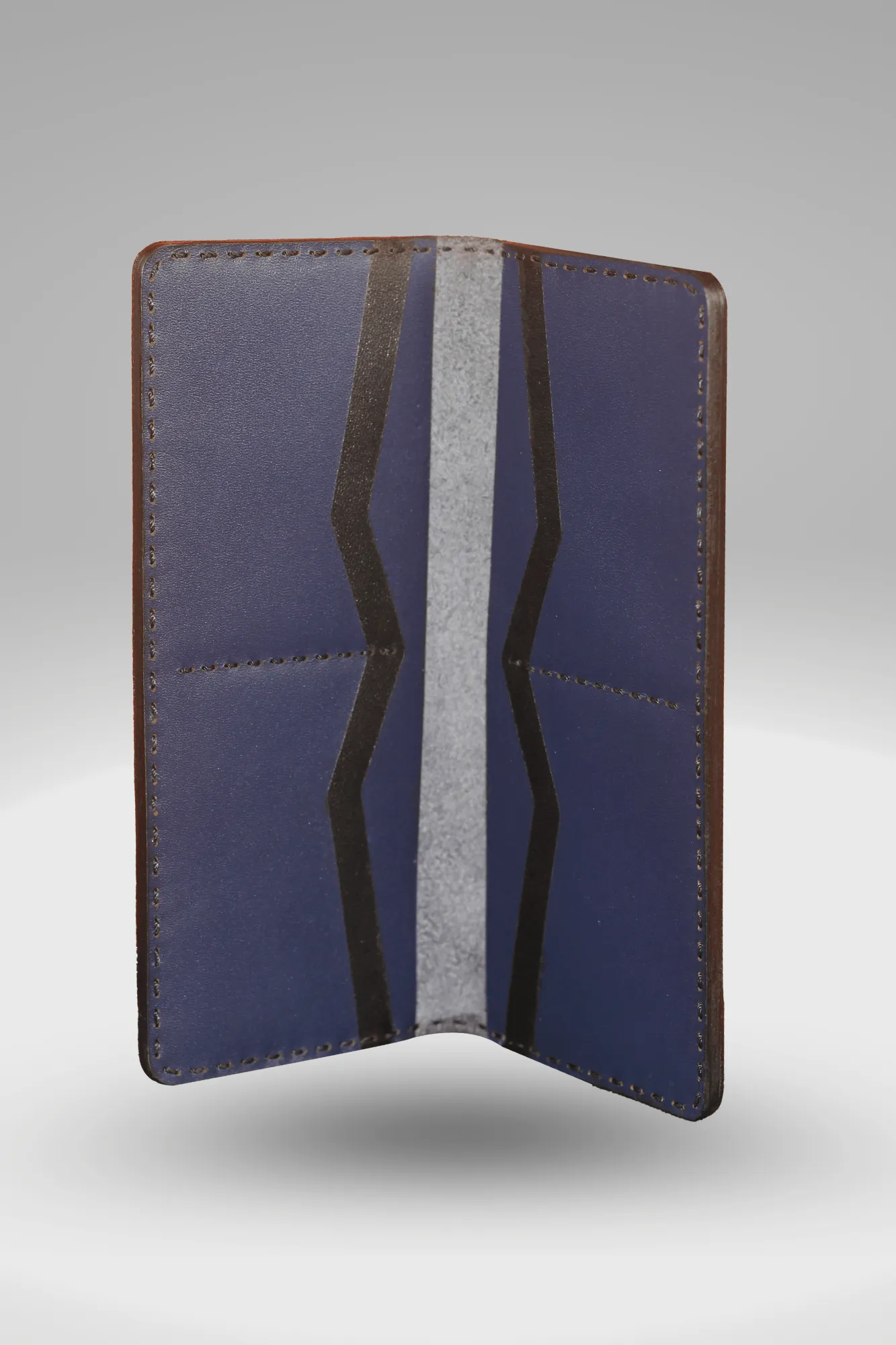Unisex Soft Genuine Cowhide Leather Wallet In Royal Blue | Bi-fold Hand-Stitched Leather Long Wallet