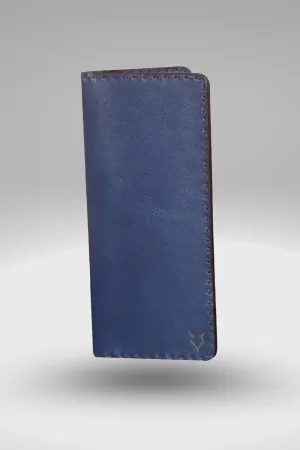Unisex Soft Genuine Cowhide Leather Wallet In Royal Blue | Bi-fold Hand-Stitched Leather Long Wallet