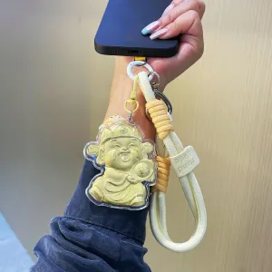 Universal Wrist Strap - Cute-Style Short Phone Nylon Lanyard with Gold Foil Charm, Trendy Anti-Theft Tether for Unisex