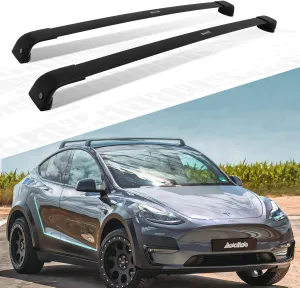 Upgraded Noiseless Lockable Roof Rack Fits for Tesla Model Y 2020 2021 2022 2023 2024 2025 Cross Bar All Aluminum Kayak Bike Crossbar Rooftop Luggage Cargo Carrier for Canoe Rack