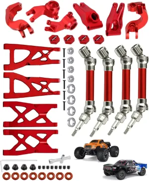 Upgrades Part for 1/10 ARRMA Granite/Senton 4x4 3S Blx & Mega 550,Front Rear Drive Shaft CVD Axles,Front Rear Suspension Arm & Steering Blocks Caster Blocks C-Hubs Stub Axle Carriers,Red