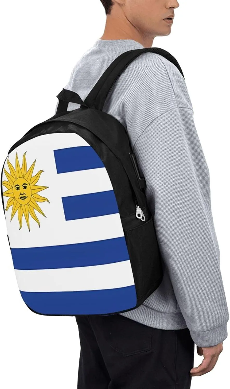 Uruguay Uruguayan Flag Laptop Backpacks Travel Backpack Casual Business Daypack Sport Rucksack Computer Bag Fits up to 17 Inch Notebook with USB Port