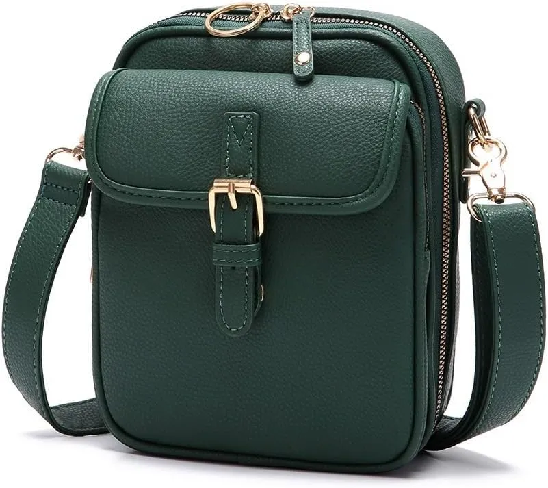 Urvashii Crossbody Leather Bag, Retro Double-Layer Large Capacity Mini Crossbody Bags