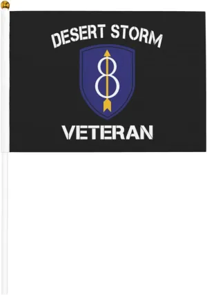 Us Army 8th Infantry Division Desert Storm Veteran Stylish Mini Handheld Flags 5.5x8.3 Inch For Support Team Activities Parties