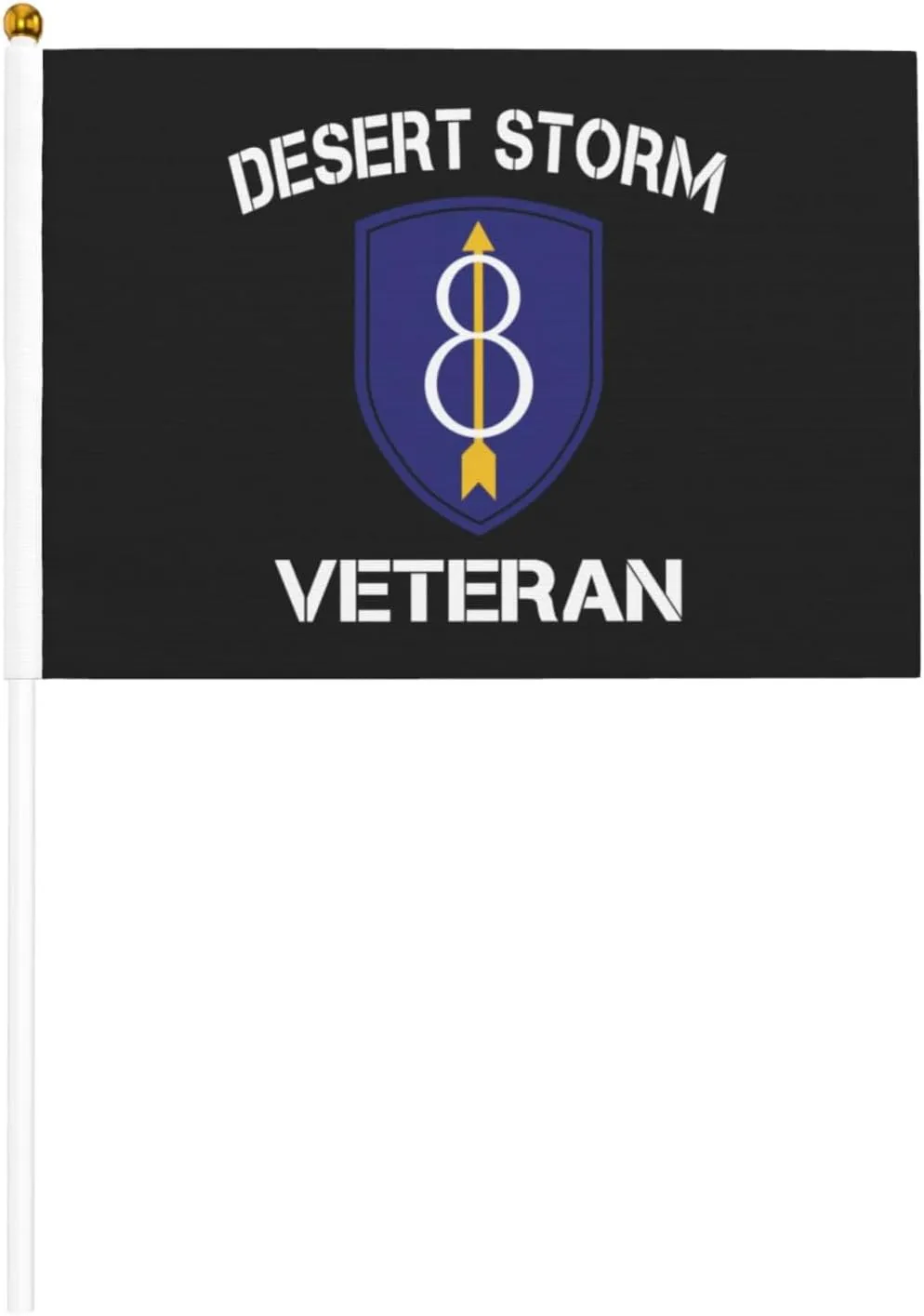Us Army 8th Infantry Division Desert Storm Veteran Stylish Mini Handheld Flags 5.5x8.3 Inch For Support Team Activities Parties