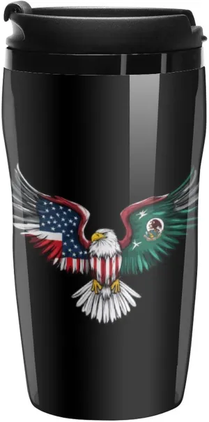 USA Mexico Friendship Ea-gle Coffee Mug with Lid Portable Tumbler Water Bottle for Travel Business 250ml