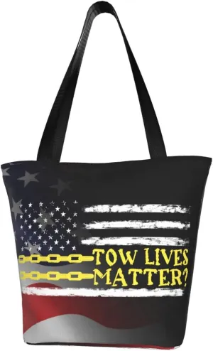 Usa Thin Yellow Line Flag Tow Truck Driver Fashion Shoulder Bag Large Capacity For Man Or Woman