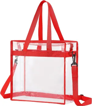 uxcell Clear Tote Bag, PVC Waterproof Closure Crossbody Shoulder Bag with Zipper and Adjustable Strap for Stadium Events
