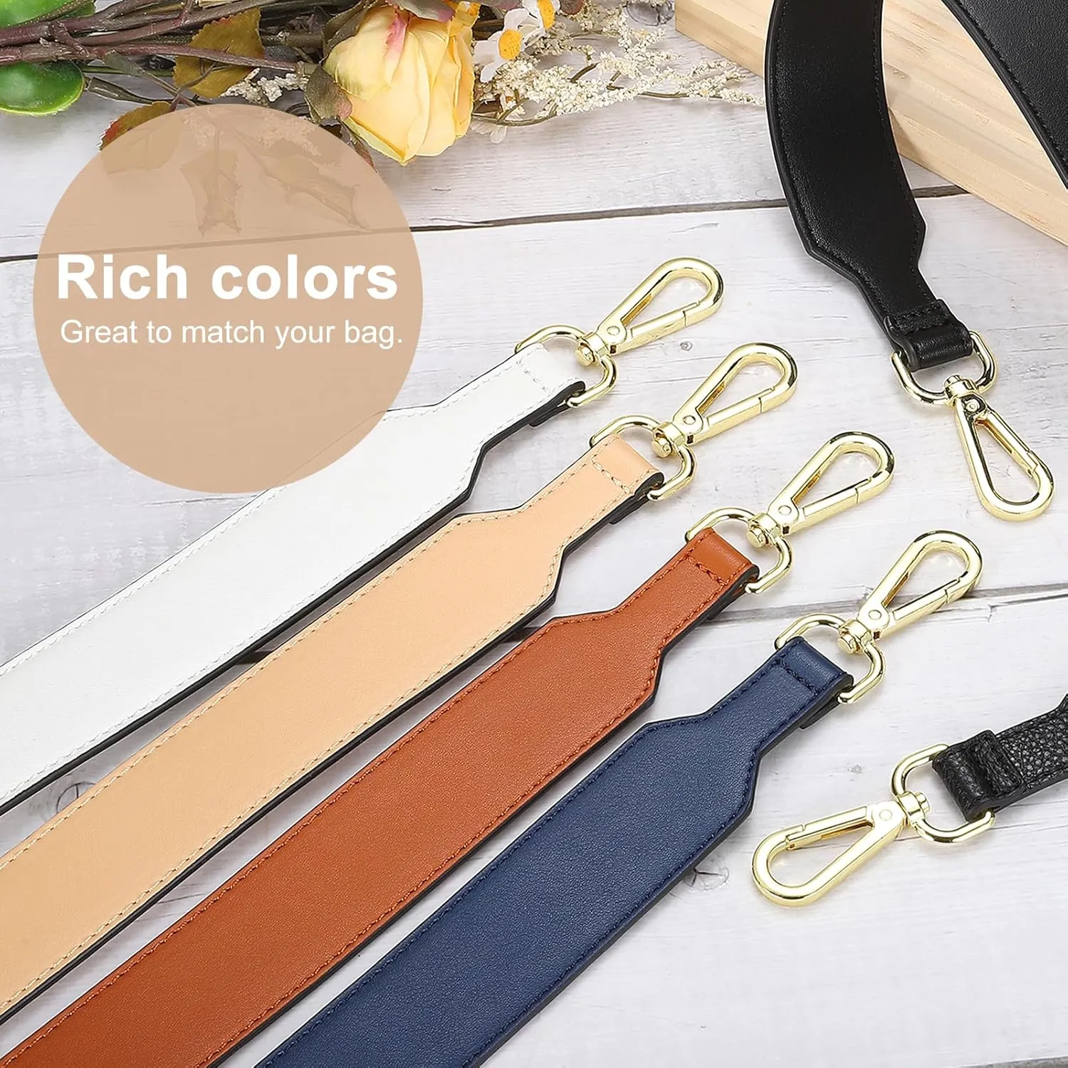 uxcell PU Leather Purse Handles Replacement Short Strap Clutch Bag Handle with Clasp for Handbag Cross Body Wallet Briefcase, 41x3.6cm, Litchi Burgundy Gold Buckle