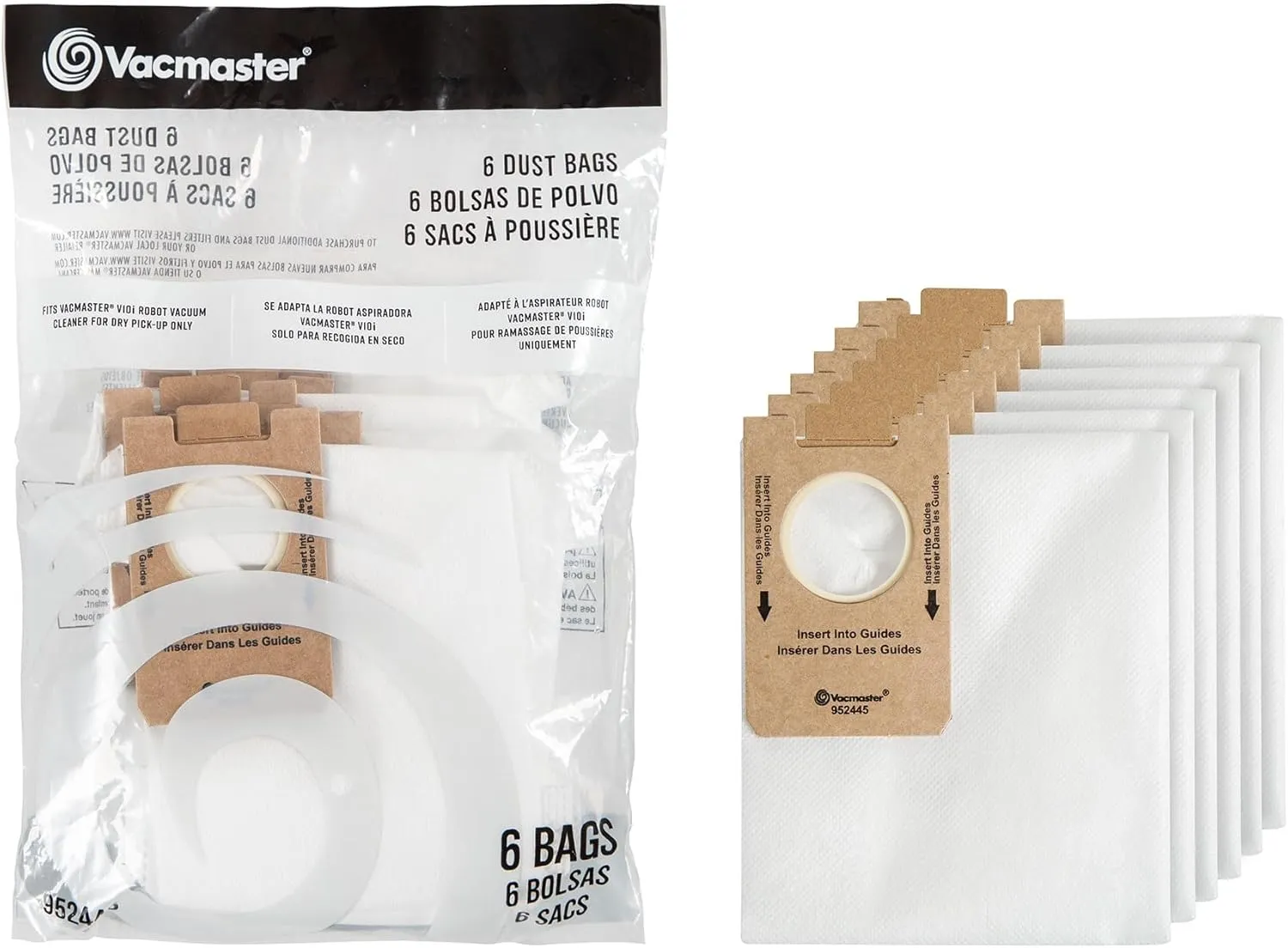 Vacmaster 952445 Robot Vac Replacement Bags, Pack of 6, for 3-in-1 Robot Vacuum (Model: V10i)