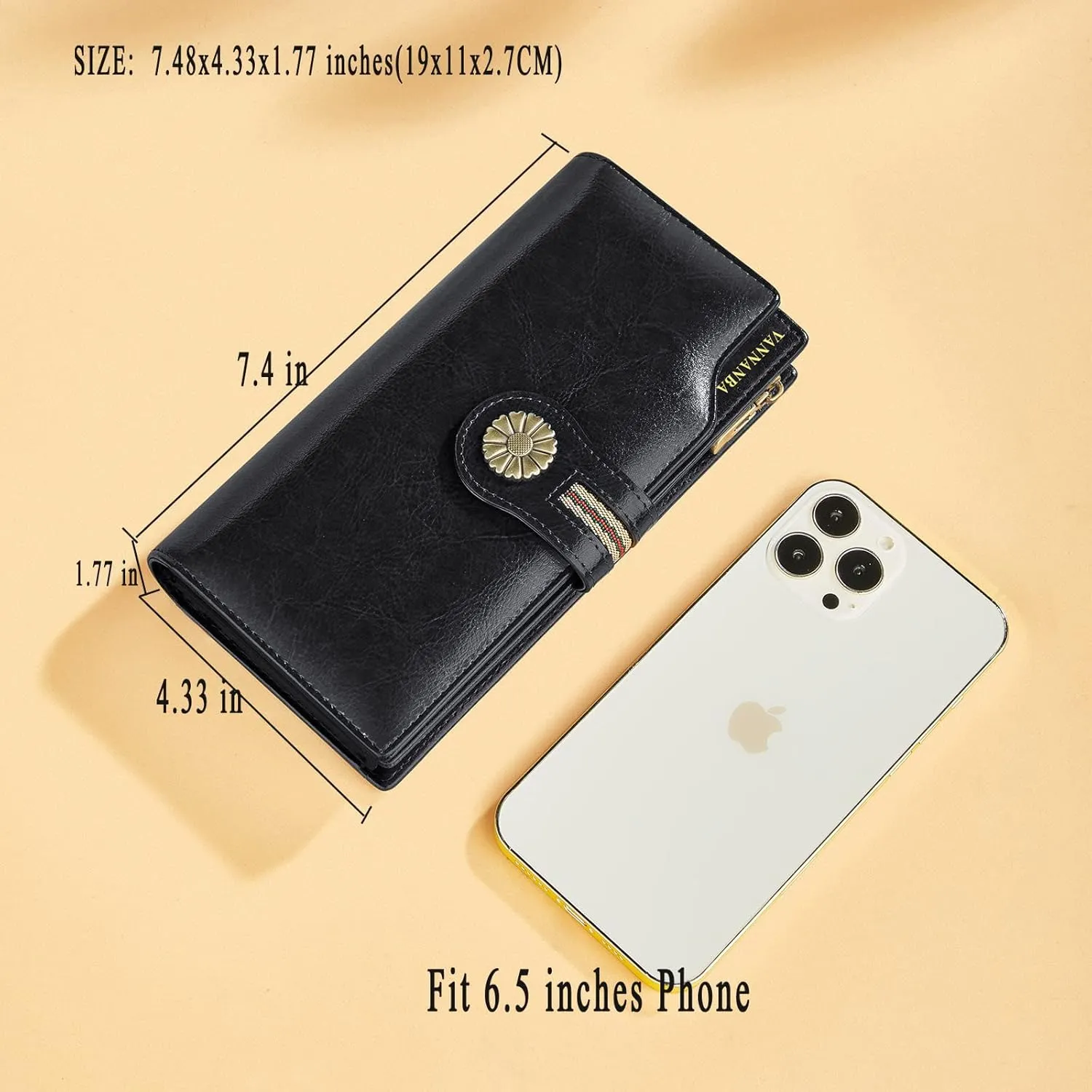 VANNANBA Womens Wallet Long Large RFID Oil-waxed Leather Clutch Wallet Wristlet Organized Purse
