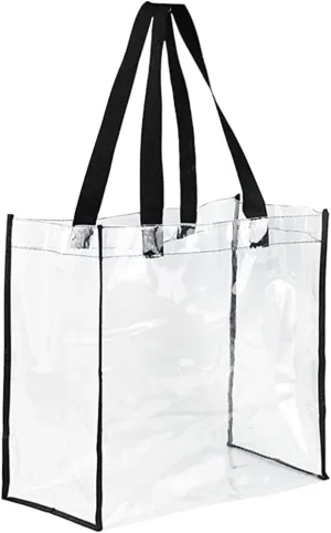 VANZACK Clear Tote Bag Stadium Approved Shoulder Bag Transparent Toiletry Bag Portable Journey Bag Multi-function Handbag for Travel, Makeup, Concerts, Sporting Events, Gym
