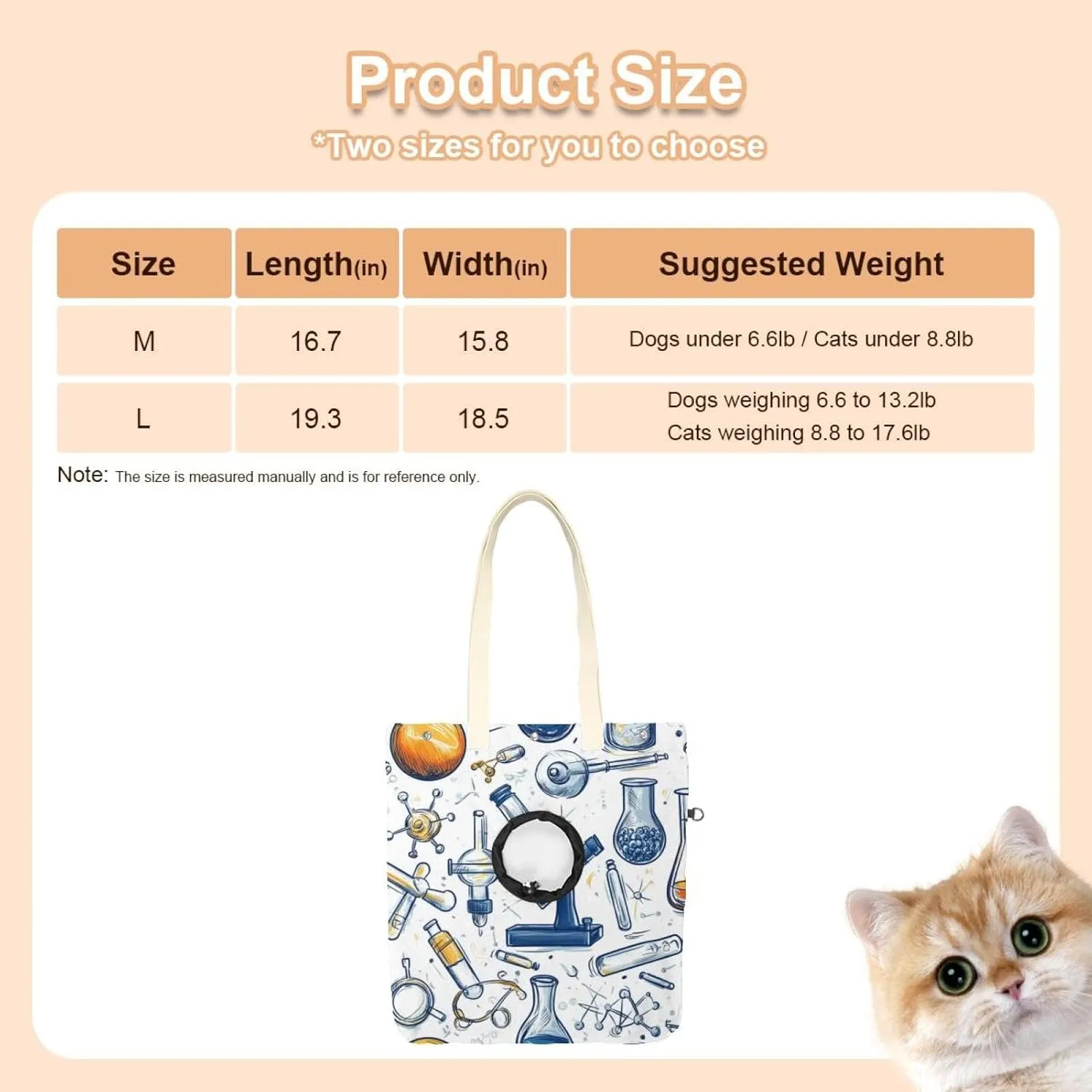 Variety Scientific Education Elements (2) Pet Canvas Shoulder Bag Cute Cat Carrier Handbag Portable Carrying Dog Tote Bag for Small Animal Supplies Outdoor Travel